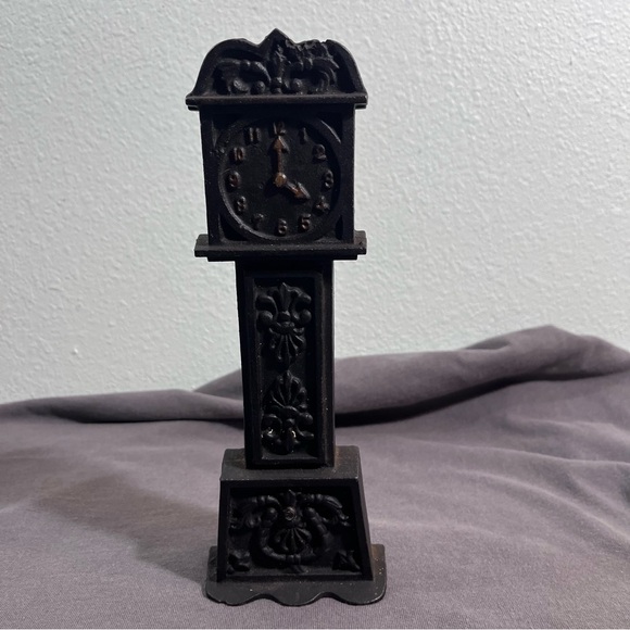 Other - Vintage Cast Iron Grandfather Clock Still Bank Fleur-de-lis Antique Coin Bank